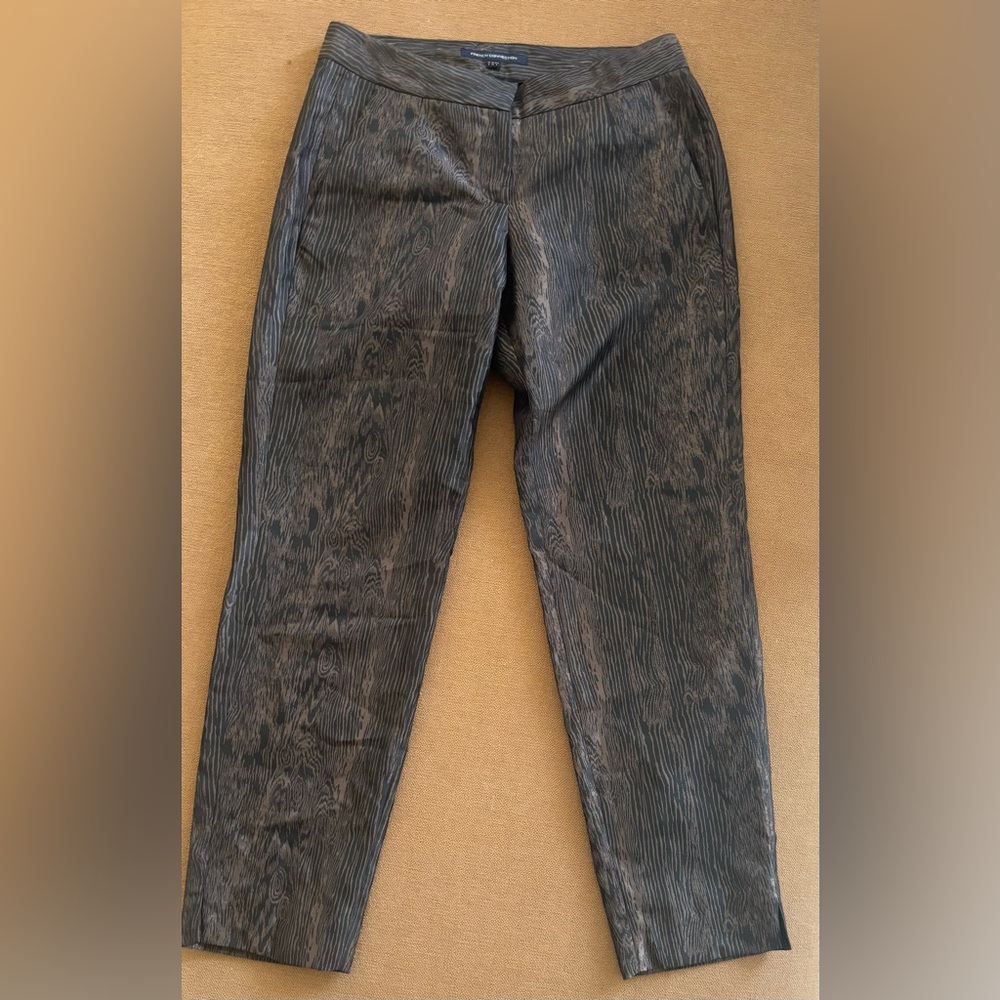 French Connection Brown Wood Pattern Trousers Pants